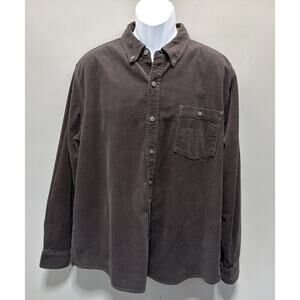 North River Outfitters Men's Brown Solid Corduroy Button Up Long Sleeve Shirt XL